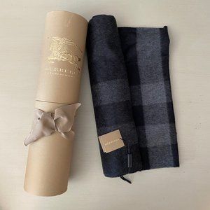 Burberry Half Mega Check Cashmere Scarf Charcoal